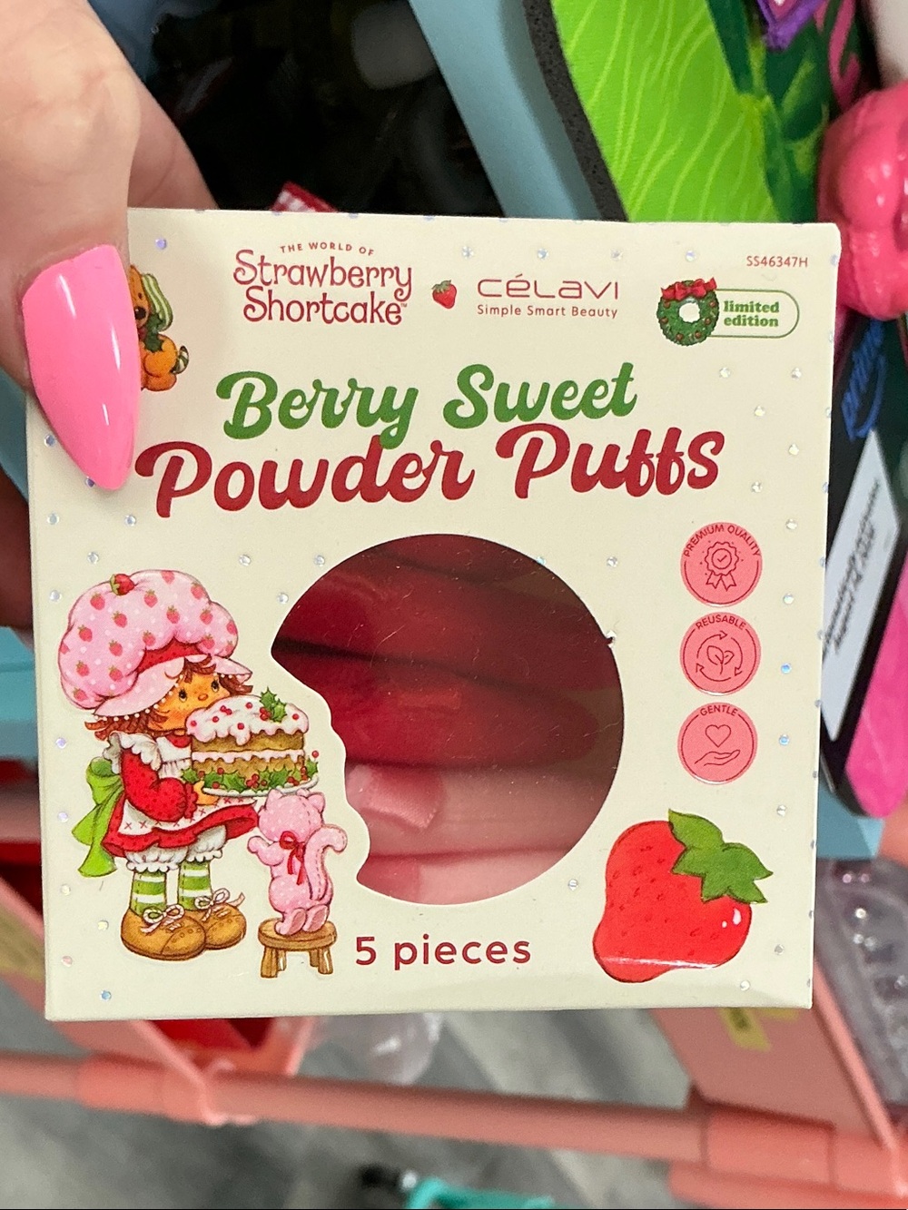 Strawberry Shortcake Berry Sweet Powder Puffs - Pink